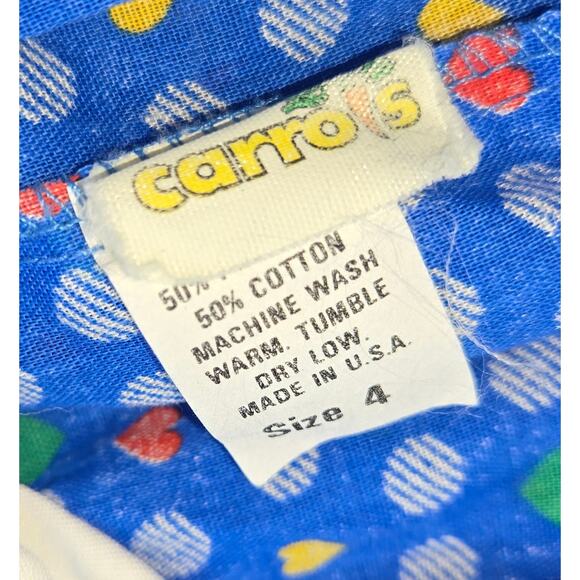 Vintage Carrots Girls Summer Romper Jumpersuit Blue Dot and Heart Pattern Size 4 - Picture 7 of 8